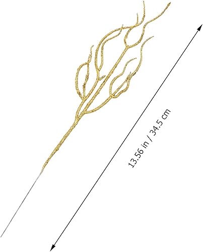 Miniatura 2 de NUOBESTY 10 piezas de púas de hojas de Navidad con purpurina, palillos de hojas artificiales en aerosol para árbol de Navidad, flores de pascua,