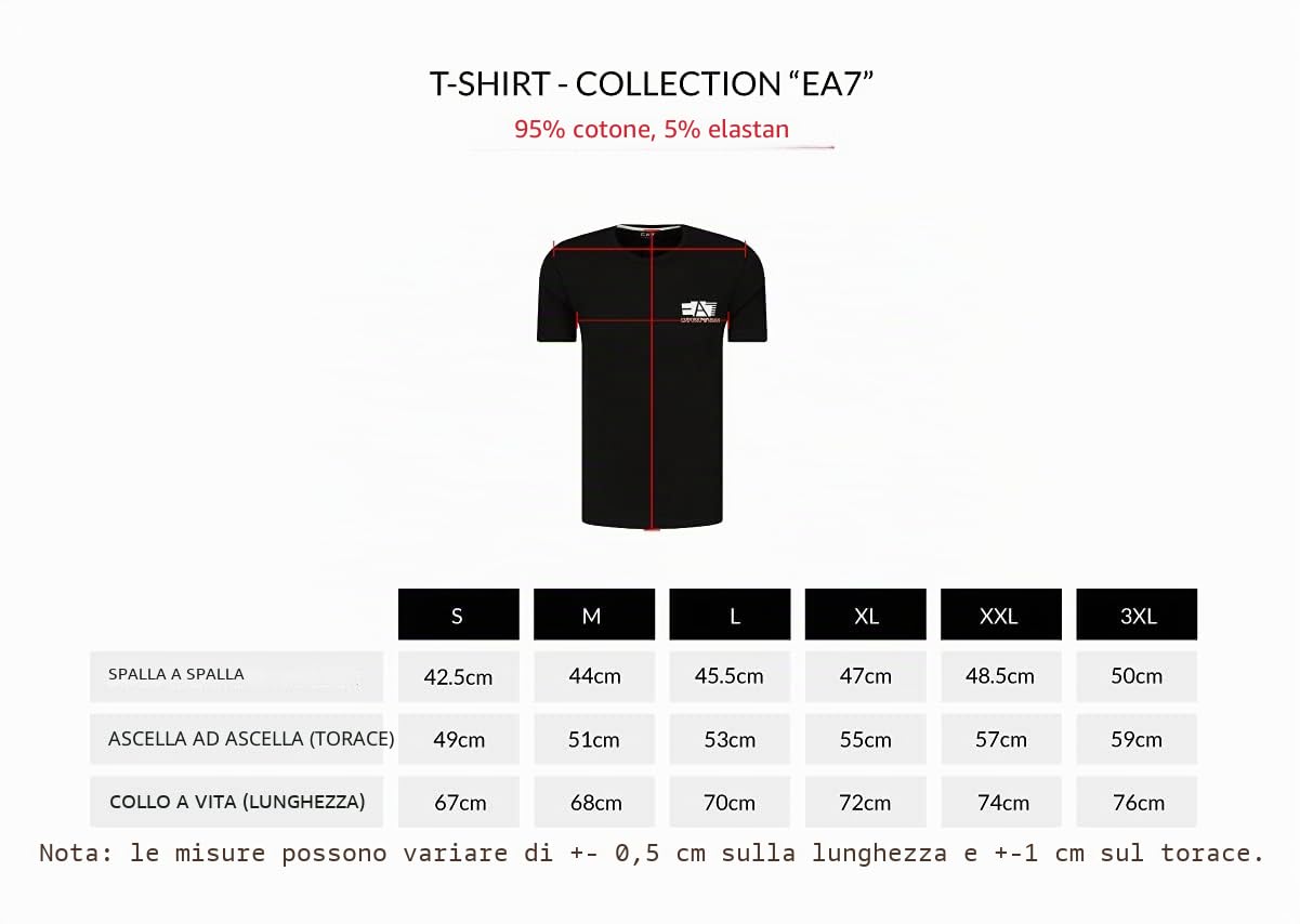 Emporio Armani Maglietta T-Shirt Uomo EA7 6HPT51 PJM9Z, Manica Corta, Girocollo