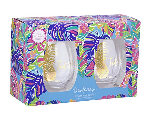 Lilly Pulitzer Stemless Wine Glasses, Just a Splash