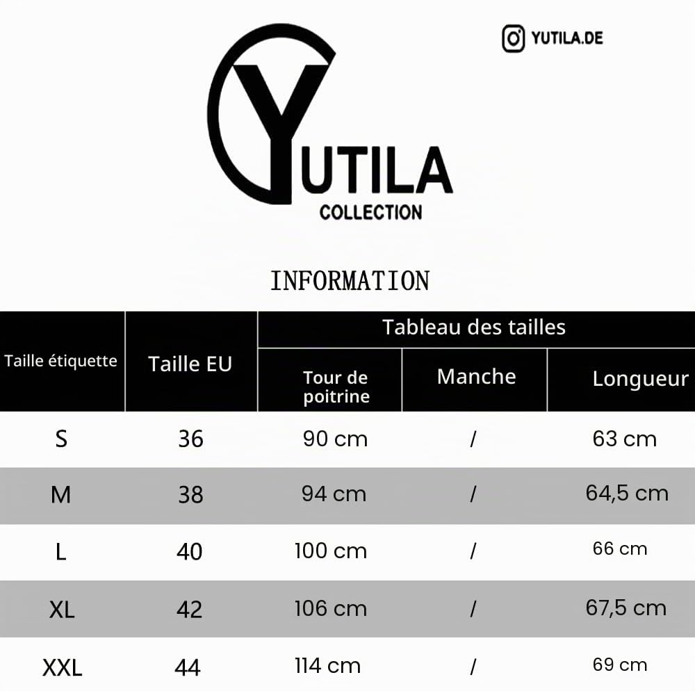 YUTILA t-shirts d'été décontractés pour femme - Couleur unie - Manches courtes - Col en V - Décontracté