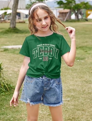 Image of Arshiner Girls Casual Tie Dye Short-Sleeve T-Shirt Cute Print Summer Blouse for Girls Twist Front Tunic Tee Tops
