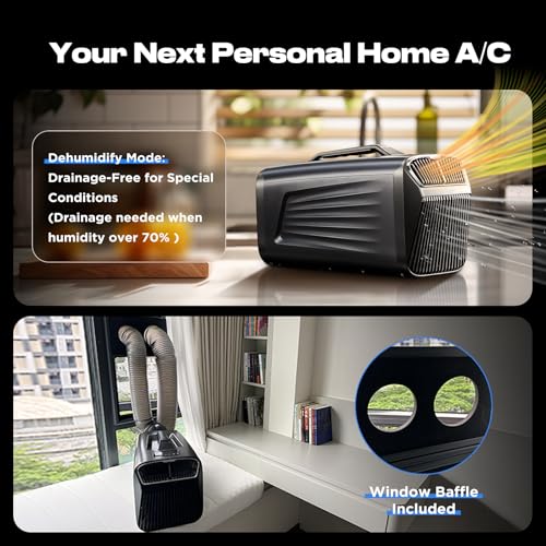 Image of Outohome 5200BTU Portable Camping Air Conditioner For Tent Outdoor and Indoor Use,400W Low Power for RV,Truck,Van and Car Cooling (Dark Grey)