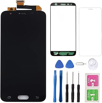 Compatible for Samsung Galaxy J7 Prime G610 G6100 On7 2016 5.5" LCD Screen Replacement Screen Touch LCD Display Digitizer Assembly Repair Tape Tool Kit with Tempered Glass Black