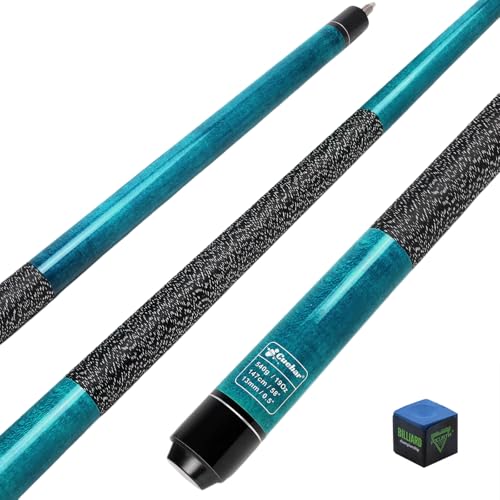 Pool Stick for Adults - 58" 2-Piece Maple Billiard Cue with 13mm Tip & Linen Grip - Choose from 8 Colors & 4 Weights (18-21oz) - Perfect for Home Bar or Game Room Teal 19oz