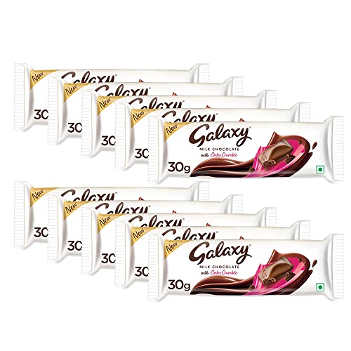 Image of Galaxy By Skittles Cookie Crumble Milk Chocolate Bar, Rich, Creamy & Crunchy Bar, Loaded With Milk & Crumbly Cookie Pieces,30Gram, Pack Of 10