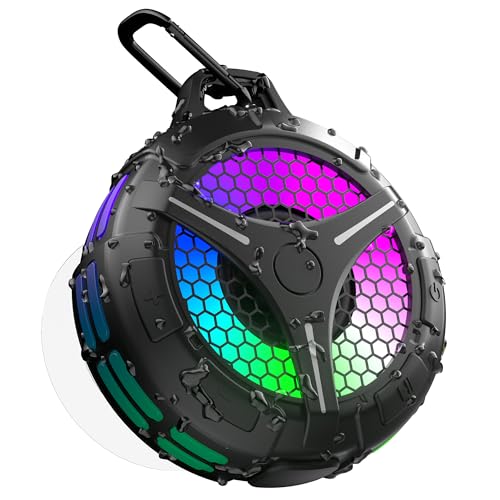 Ortizan Dusche Bluetooth Lautsprecher, Musikbox Bluetooth 5.3 Dusche, IPX7 Wasserdicht 6 RGB Licht 20H Stereo Sound 15W Kristallklang & Tiefer Bass Freisprechfunktion für Beach...