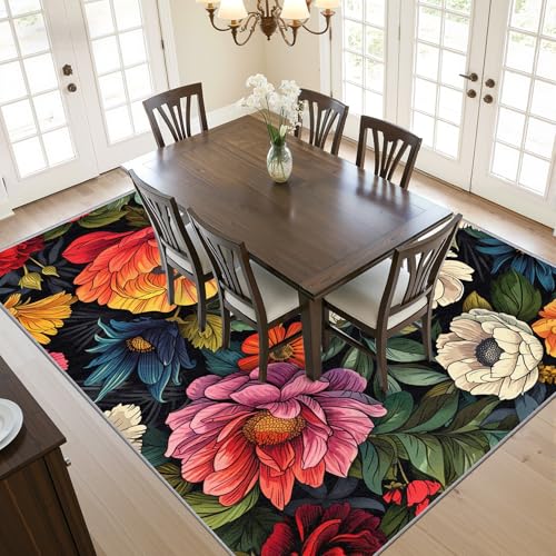 Tapete Floral Multicolor 7x9 Lavable y Antideslizante miniatura 6