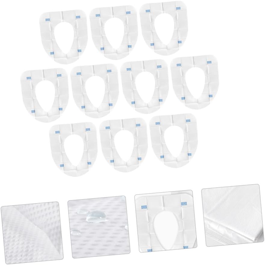 10pcs Disposable Toilet Mats for Travel Thickened Bathroom Seat Covers Toilet Seat Pads for Adults and Boys and Girls Lightweight and Convenient for Hotels and Outdoors