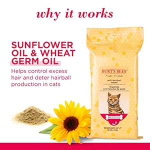 Burts Bees for Pets Antihairball Cat Wipes  Grooming Cat Wipes for Hairball Control  Cruelty Free Formulated Without Sulfates and Parabens Ph Balanced for Cats  Made in the Usa 50 Ct  Cucciolini Doodles Burts bees for pets anti hairball cat wipes  grooming cat wipes for hairball control  cruelty free formulated without sulfates and parabens ph balanced for cats  made in the usa 50 ct   cucciolini doodles