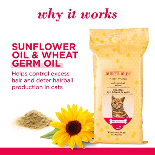 Burts Bees for Pets Antihairball Cat Wipes  Grooming Cat Wipes for Hairball Control  Cruelty Free Formulated Without Sulfates and Parabens Ph Balanced for Cats  Made in the Usa 50 Ct  Cucciolini Doodles Burts bees for pets anti hairball cat wipes  grooming cat wipes for hairball control  cruelty free formulated without sulfates and parabens ph balanced for cats  made in the usa 50 ct   cucciolini doodles