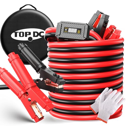 Image of TOPDC Jumper Cables Heavy Duty 1000Amp Booster Cables for Car Battery, Heavy Duty Cables for Diesel Trucks, Protable Jumper Cables Kit with Case, Gloves