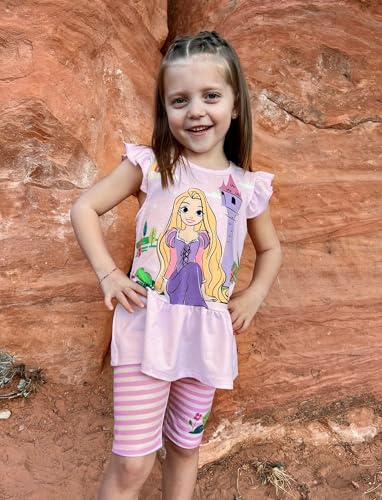 Disney Princess Toddler Girl Outfit Long Sleeve T-Shirt Dress and Striped Leggings Fall Casual Girls Clothing Sets - Image 6