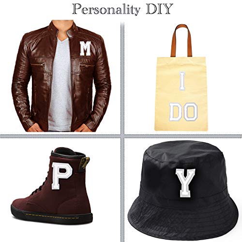 Iron On Letter Patches 52 Pieces,White Letter Patches Alphabet Embroidered Patch A-Z,For Hats Shirts Jeans Bags White #TOP3