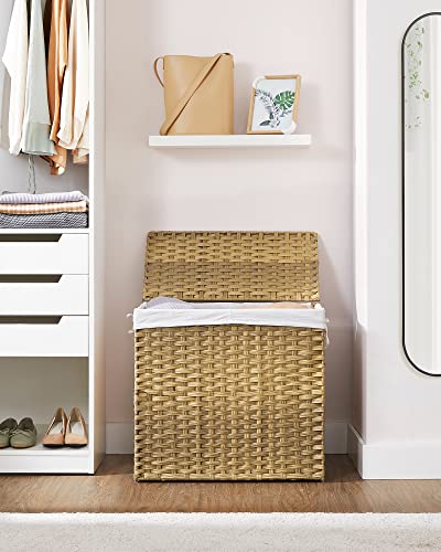 SONGMICS-Laundry-Hamper-with-Lid-130L-Double-Wicker-Basket-6-Mesh-Bags-Clothes-Hamper-2-Removable-Liner-Bags-26-x-13-x-236-Inches-Natural-ELIOTT-Collection-ULCB253N01