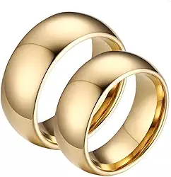 Par de Alianças Casamento 8mm Tradicionais Banhado a Ouro 18k Noivado, Casal, Aliança Ouro