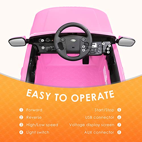 BAHOM Kids 12V Ride On Car Truck with Storage Electric Toy Vehicle with 2.4G Remote Control, Lockable Doors, for Girls Boys Age 3-8 (Pink)