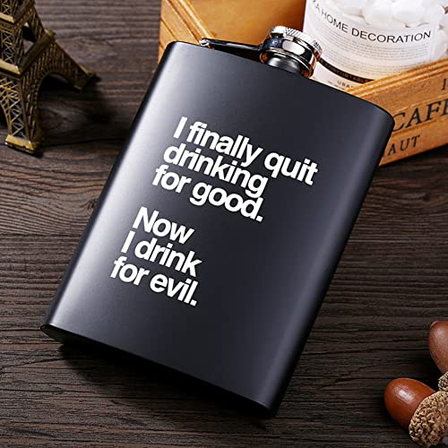 8 Oz Custom Laser Engraved Hip Flask Set, Stainless Steel Drink Bar Bbq Wedding Flagon, Portable Pocket Whiskey Drinking Supplies Matte Black,I Finally #TOP1