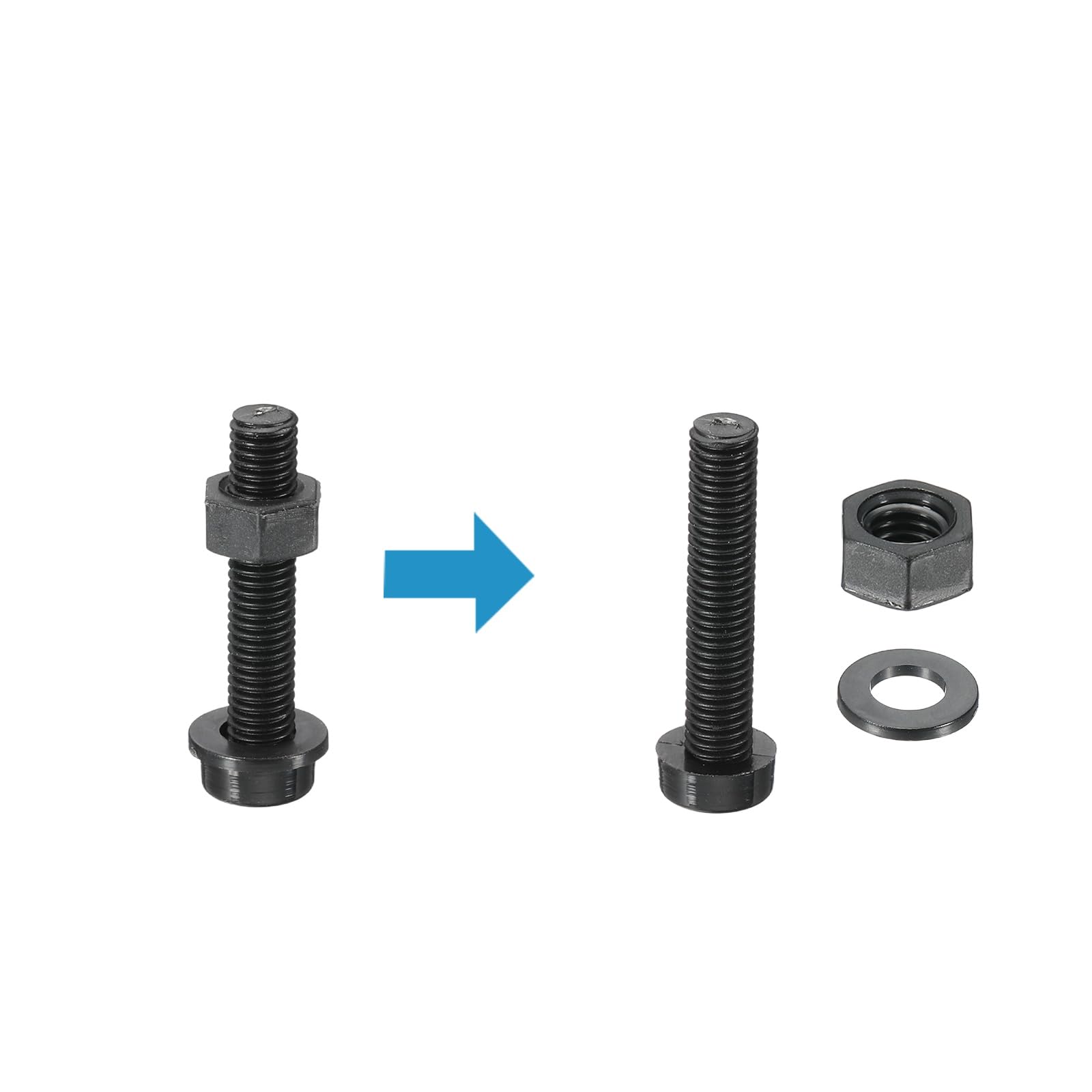 PATIKIL M5x25mm Black Nylon Bolts Plastic Nuts Full Thread Head Screws, 24 Pcs, M5*25mm - Image 3