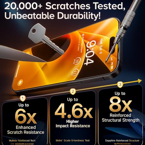 Image of Military-Grade Gorilla Tempered Glass Screen Protector for iPhone 13 Pro Max / 14 Plus (6.7-inch, Black) - Edge-to-Edge Full Coverage, Anti-Scratch, Smudge-Proof with Easy Installation Kit