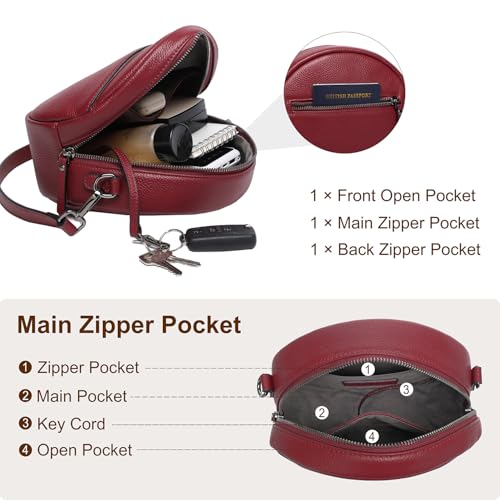 Image of COOLCY Leather Crossbody Bags,Circle Purse Shoulder Bag, Fashion Round Handbag for Travel,Valentine's Gift for Women