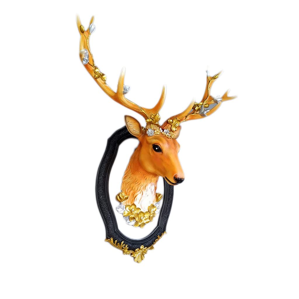 Décoration murale tête de cerf orange RJJ pour salon et mur de télé