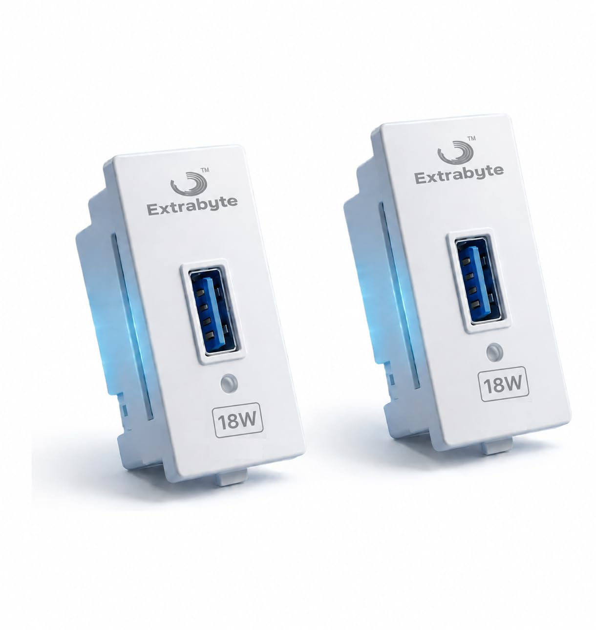 USB-A Wall Socket Fast Charger, 18W QC 3.0, Modular Switch Board Fitting, White, Set of 2-image-24