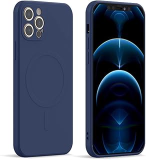 NICRX Funda magnética de Silicona líquida Cuadrada para iPhone 12 11 13 14 Pro MAX XS XR 7 8 Plus 13Mini, Azul, para iPhone XS MAX