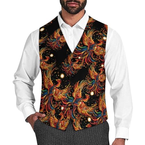Phoenixs Bird Men's Suit Vest Waistcoat Vests Formal Dress with 2 Pockets for Business Casual Tuxedo