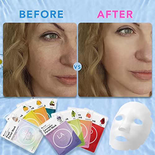 Besnel 48 Packs Collagen Sheet Facial Masks,Plant Extract And Sodium Hyaluronate,Effective Care For All Skin Types,Skincare Spa Korean Face Mask #TOP5