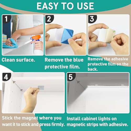 Image of 12 Pcs Under Cabinet Light Magnetic Strip, Replacement Magnetic Strips with Adhesive Backing for Cabinet Lights - Iron Sheet for Cabinet Lighting(3.4CMx3.4CM Not Magnets)