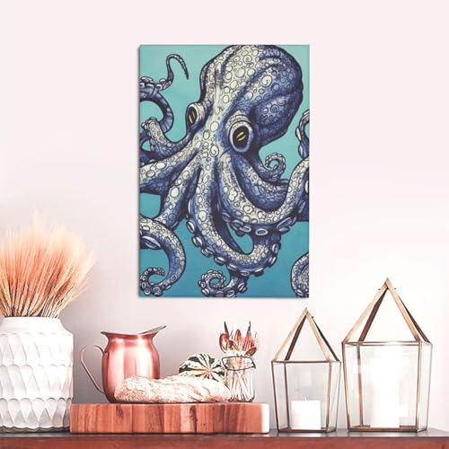 Impression sur toile pieuvre tableau mural deco salon chambre 30x45cm - 5