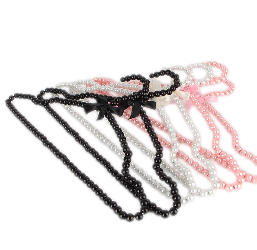 Psivika Kleiderbügel aus Kunststoff, mit Perlen, 40,6 cm breit, Weiß, 10 Stück