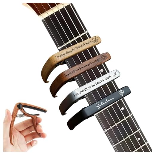 Cejilla Guitarra Personalizada Cejilla Nombre de Texto Personalizado Operable con una Mano para Guitarra Española, Clásica y Eléctrica (Versión con veta de madera clara)
