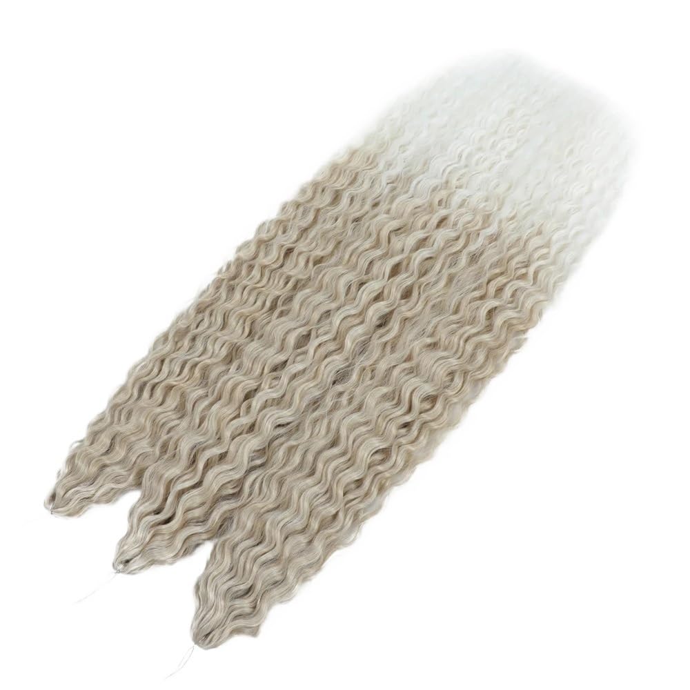Zestaw 3 długich kręconych peruk, szydełkowe falowane włosy dla czarnych kobiet, głębokie warkocze do warkoczy boho (T24-60,30 cala-75 cm)