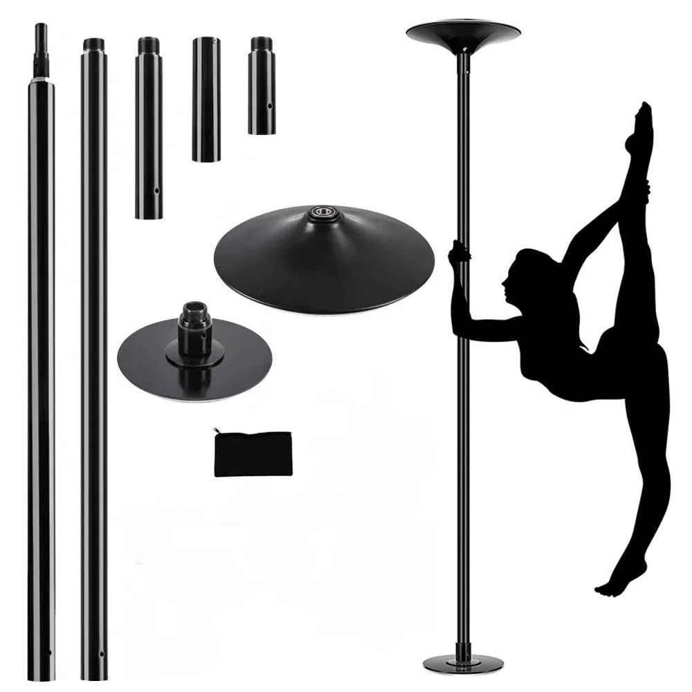 Myxbhgs Portable Black Dance Pole 45mm Height Adjustable Cold Rolled Steel With Reinforced Base 360 Degree Spinning And Static Modes For Home Workout Gym Studio 441 Lb Capacity