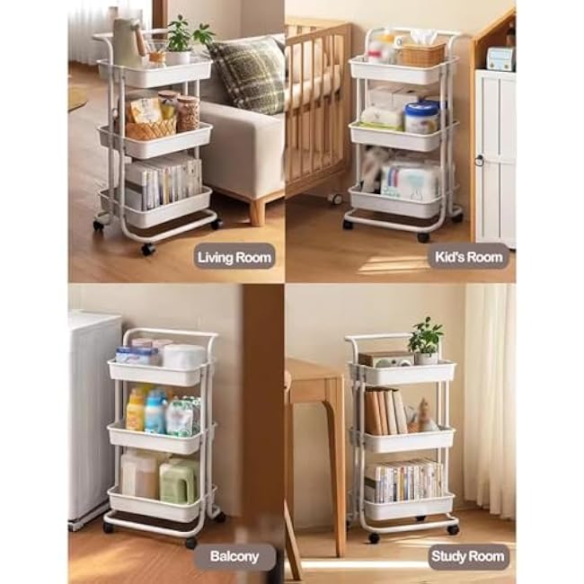 3 Tier Metal Rolling Cart with Handle and Wheels Lockable, Utility Cart for Bathroom Classroom Office Kitchen Pantry Organizers and Storage(Black)-mvK1LDDv