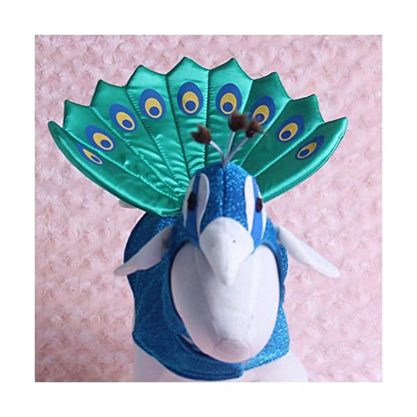 Popetpop dog peacock costume-pet costumes for cats peacocks halloween costumes with hat funny bird costume for small dogs and cats-blue - image 6