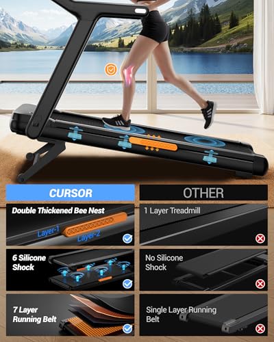 Image of Foldable Treadmill with 2%-25% Auto Incline, Heavy Duty Treadmills for Home, 4.0HP Quiet Brushless, 400LB Weight Capacity, 9.5MPH Max Speed, 55 inchx18 inch Extra-Wide Running Area with Handle