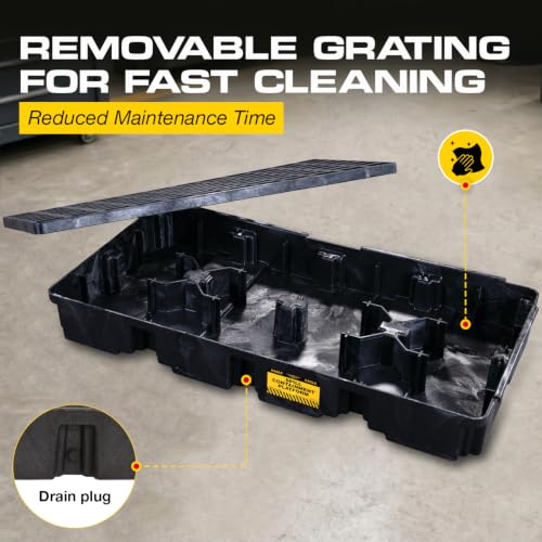Image of Eagle 2 Drum Spill Containment Pallet with Drain and Forklift Pocket, Black