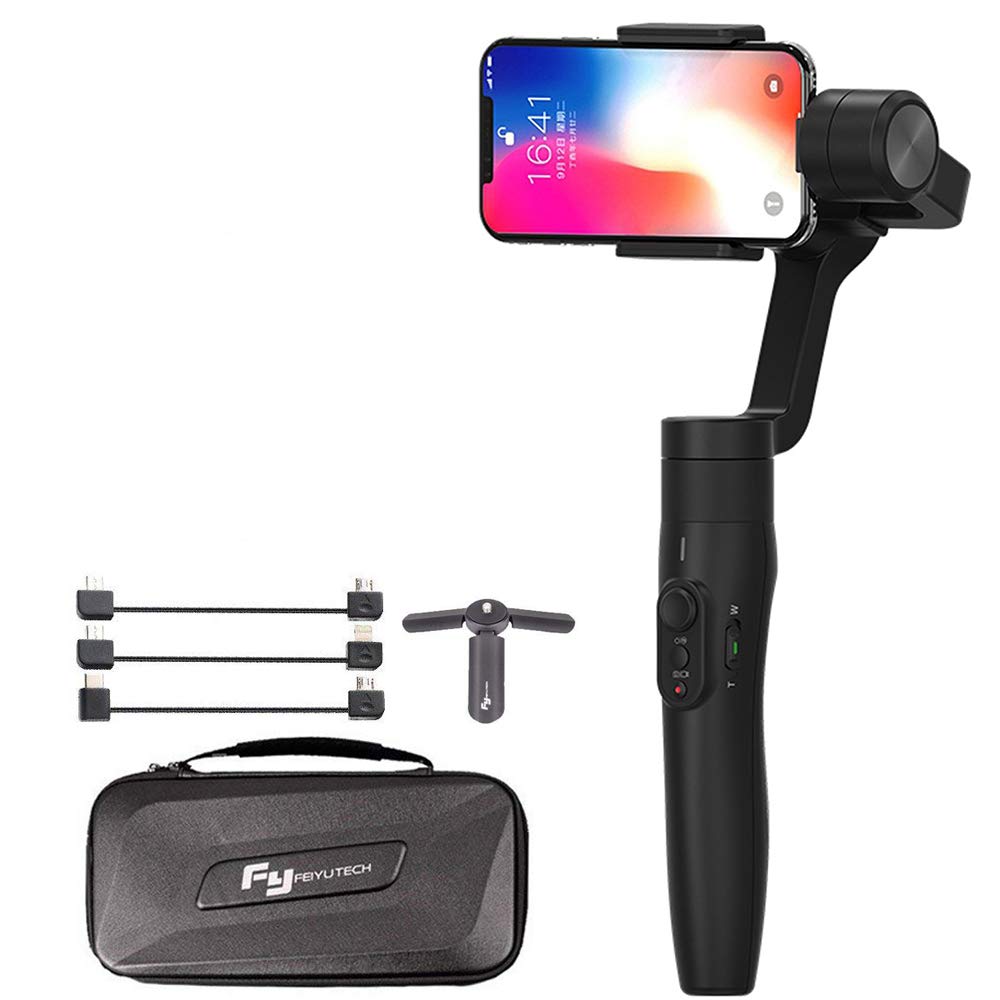Feiyu Vimble 2 3-Axis Handheld Gimbal Stabilizer, MAX 7.2" Retractable, Shutter Button & Zooming Button, Trigger Button for Quick Setting, Face & Object Tracking, Various Time-Lapse - Black