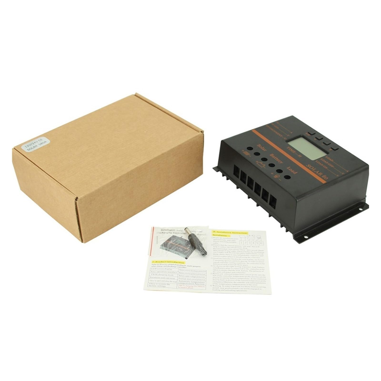 80A 60A PWM Kontroler Słoneczny 12V 24V Kontroler Ładowarki Samochodowej Wyświetlacz LCD Panel Słoneczny Regulator Ładowania Akumulatora USB 5V(60A)