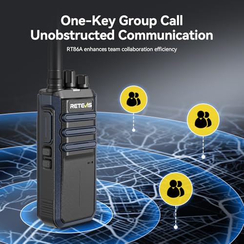 Image of Retevis RT86A Long Range Walkie Talkies with Earpiece, High Power GMRS Two Way Radio with 6 Way Charger, Group Call, 2500mAh Rechargeable, Durable 2 Way Radio for Fulfillment Center Industry(6 Pack)
