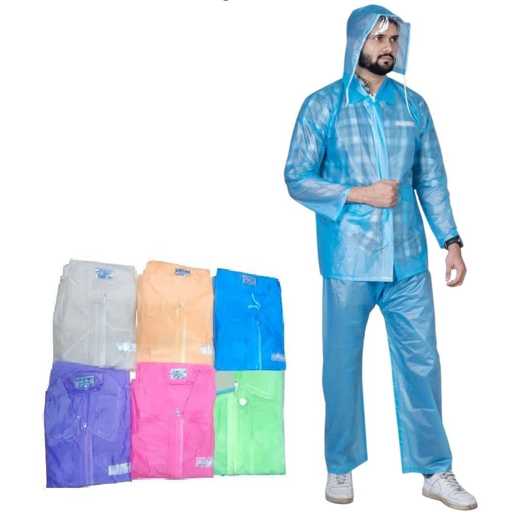 Rainsuit Set with Adjustable Hood Full Sleeves Lightweight Raincoat with Pants Water Resistant Outdoor Travel Rainwear Men & Women for Camping Trekking Hiking (Multicolor)-image-34