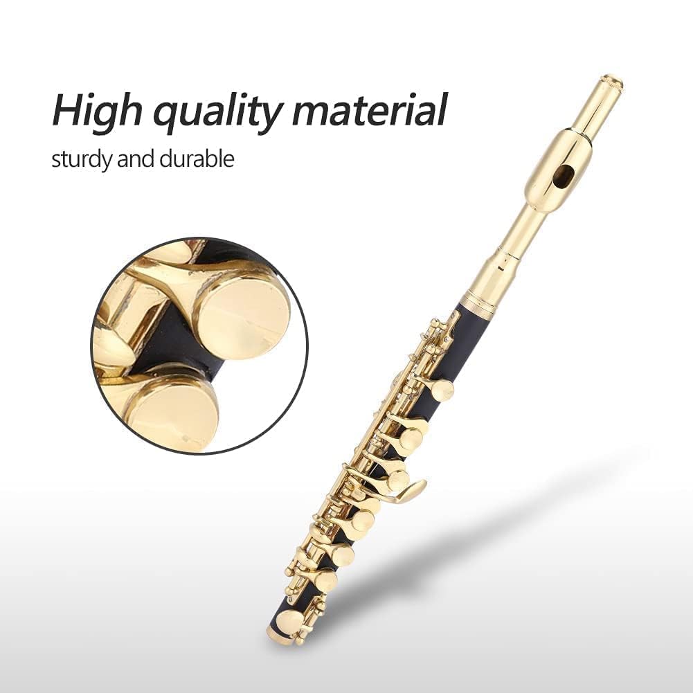 Kit D'instruments Piccolo, 2 Couleurs Piccolo Demi-taille Flûte C tonalité avec Boîte Rembourrée pour étudiants Débutants (Or)