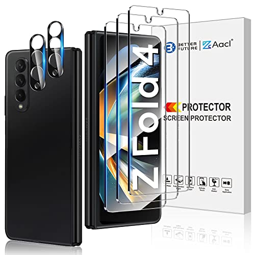 AACL [3 Pack Galaxy Z Fold 4 Screen Protector Tempered Glass [Front Screen Only]+ [2 Pack] Camera Lens Protector for Samsung Galaxy Z Fold 4 5g,Anti Scratch,Hd Clear,Bubble Free [Case Friend