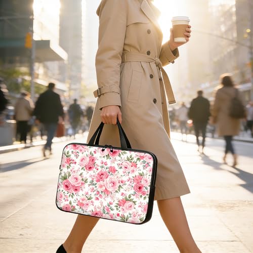 Funda para portátil 15.6 pulg, rosa floral miniatura 7