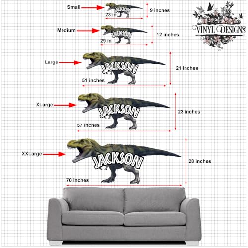 Vinilo decorativo de pared T-Rex personalizado para niños miniatura 3