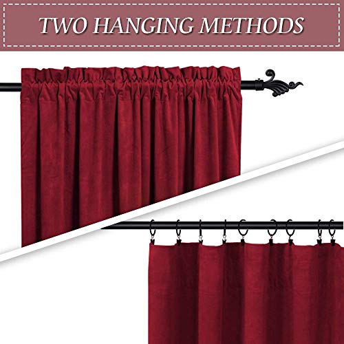 Image of RYB HOME Extra Long Velvet Curtains 102 inches for Sliding Patio Glass Door | Energy Saving, Thermal Privacy, UV Heat Blocking, for Living Room Bedroom Dining Room, Ruby Red, W52 x L102, 2 Panels