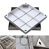 Class Stainless Steel Manhole Cover & Frame, Heavy Duty Recessed Square Septic Tank Lid with Base, Invisible Flush-Fit Design Sewage Basin Cover for Yard, Driveway, Pavement. Septic Tank Cover.