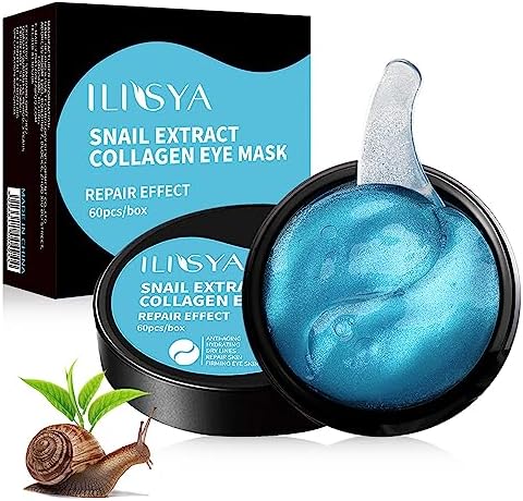 ROUSE Snail Extract Collagen Under Eye Patches with Hyaluronic Acid Anti-Aging Eye Mask Under Eye Bags Dark Circle Removal Moisturizing Repairing Friming Eye Gel Treatment Mask-60pcs